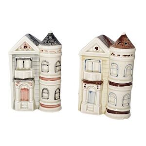 Vintage 1981 Otagiri OMC Japan Victorian House Salt and Pepper‎ Shaker Set READ